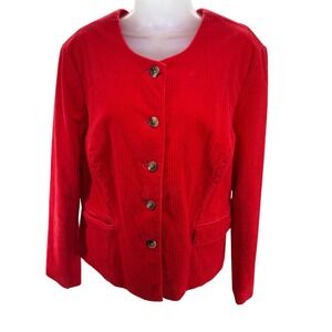 Isaac Mizrahi Red Corduroy Blazer Jacket Womes 2XXL Button Front Pockets‎